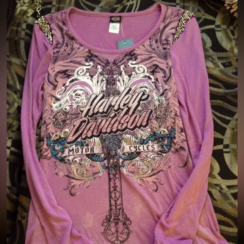 Women’s embellishment harley’ davidson long sleeve top